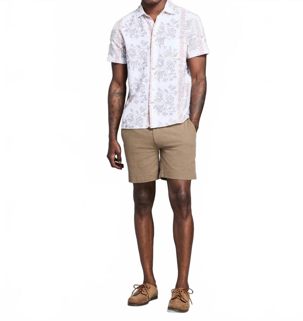NEW BILLY REID short sleeve textural tropical roses treme shirt in tinted white